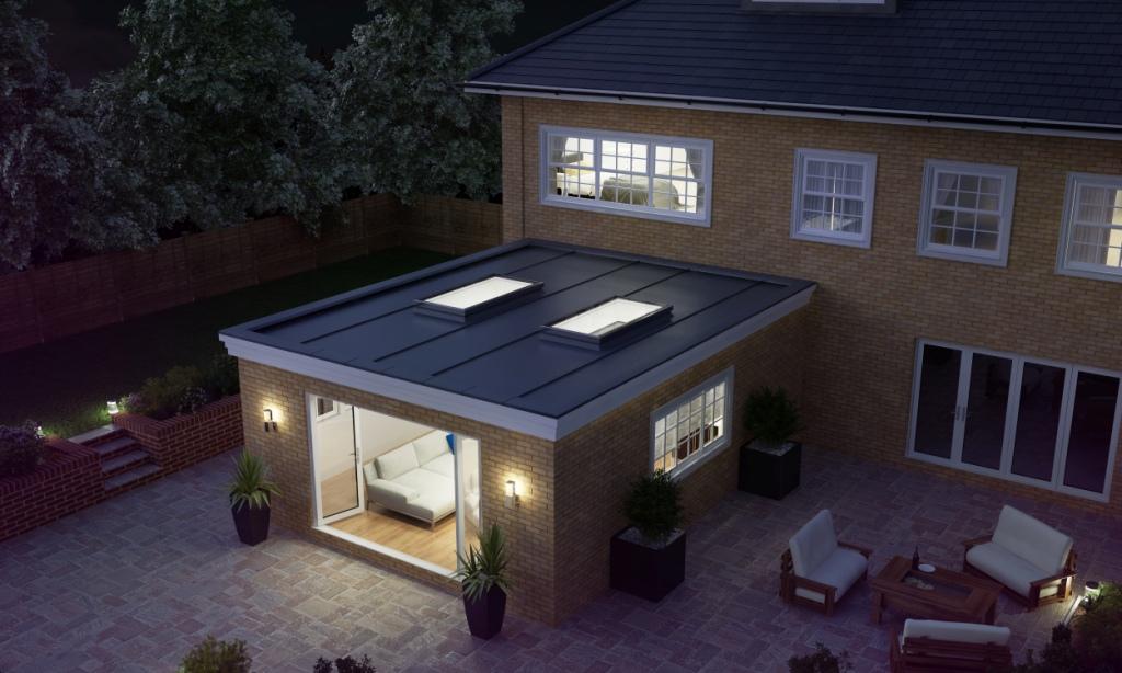 5346_EXTERIOR_Atlas_Nightime-low-res | GFD Homes glass roof: Atlas roof lights installed on a property, night time view.