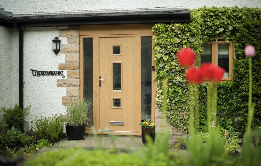 bre-1 | GFD Homes front door: Solidor Genoa composite door in irish oak with full glass panels.