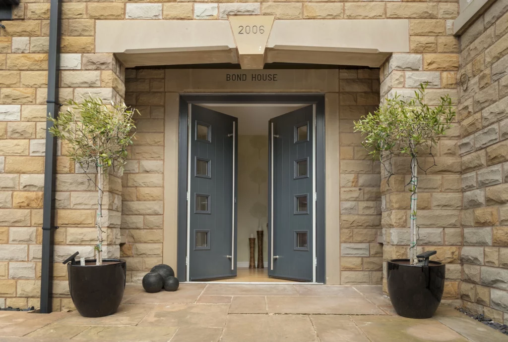 bre-5 | GFD Homes front door: Solidor French Doors opening out onto the front entrance.