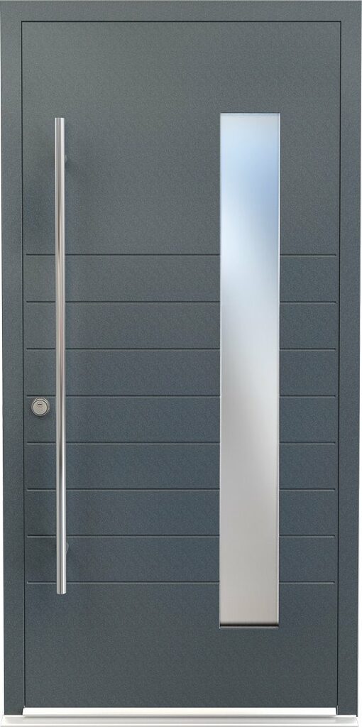 Aluminium composite door in grey. 