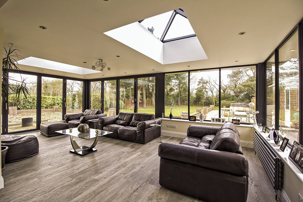 GFD Homes Aluminium Roof Lanterns120 | GFD Homes 2 Roof lanterns installed above a living room.