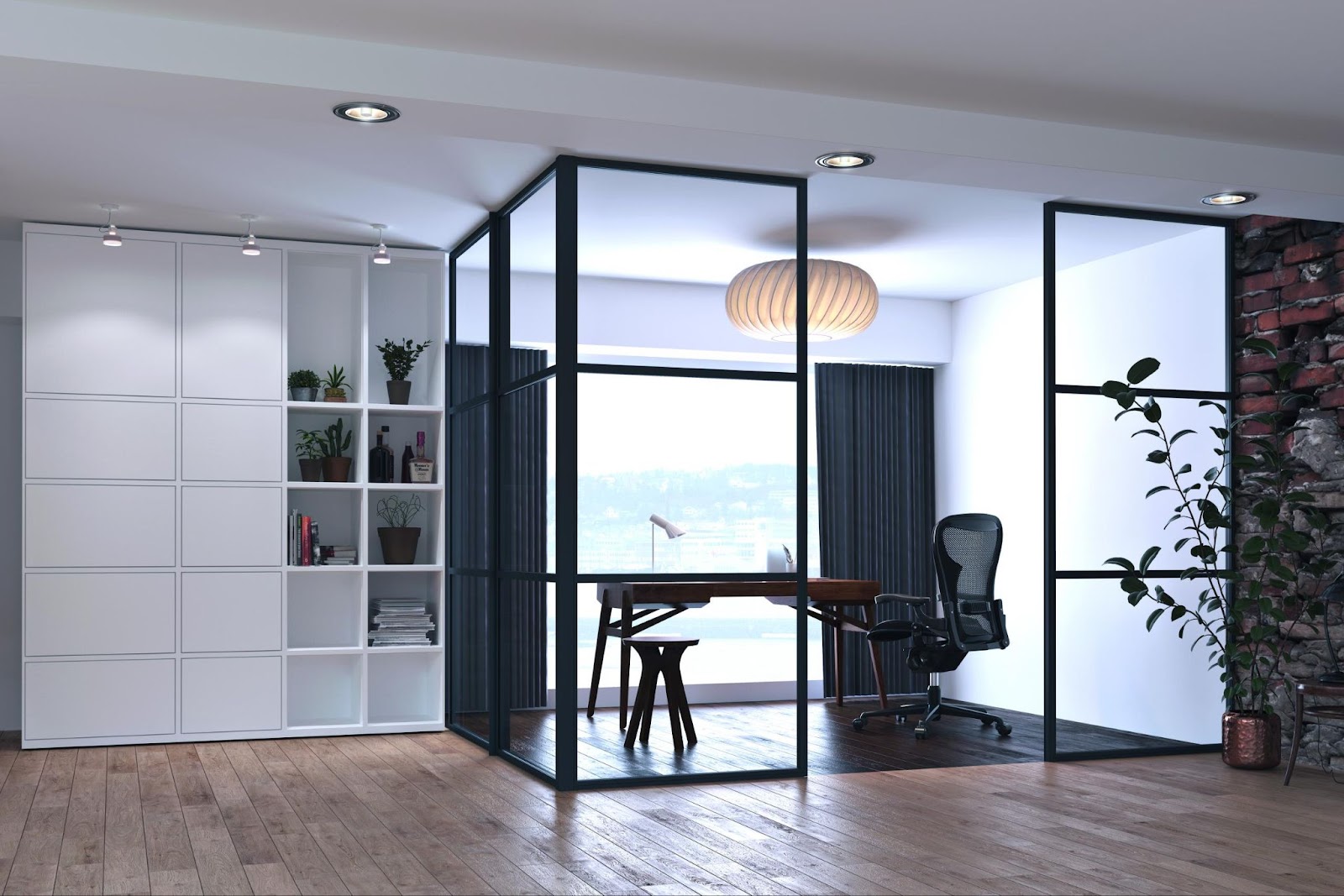 GFD Homes Aluspace Internal Screening being used in a home to create an office