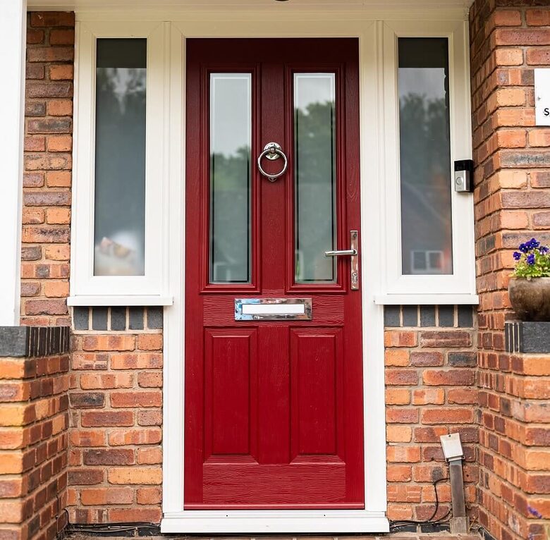A GFD Homes composite door in seasonal winter colours, combining style, security, and warmth for your home.