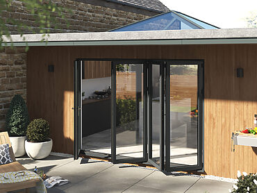 bifold door doors: bifold patio door open
