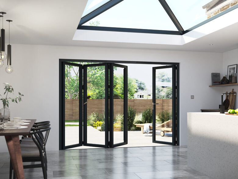 Modern aluminium bifold doors from GFD Homes — combining elegance with advanced bifold door security