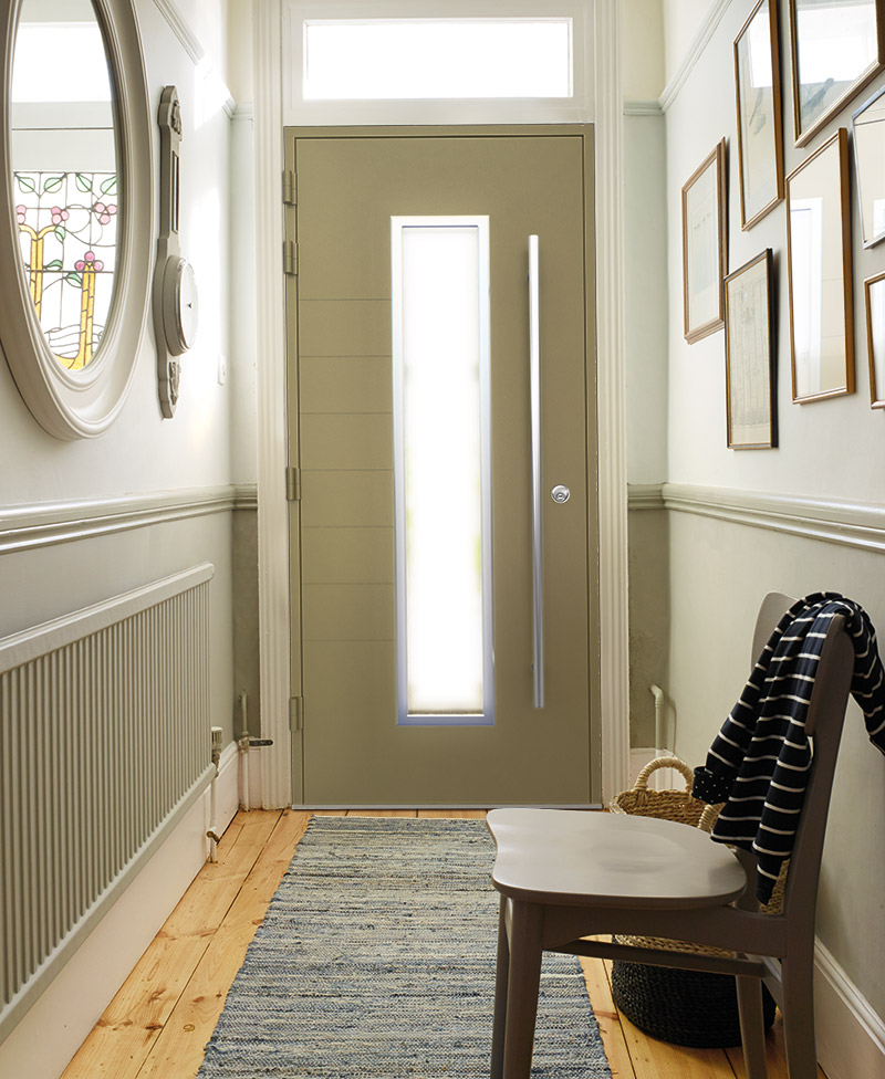 Kensington-RAL1020 | GFD Homes back doors: home internal view of back aluminium glazed door