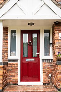 Composite Front Door : bright red composite front dor