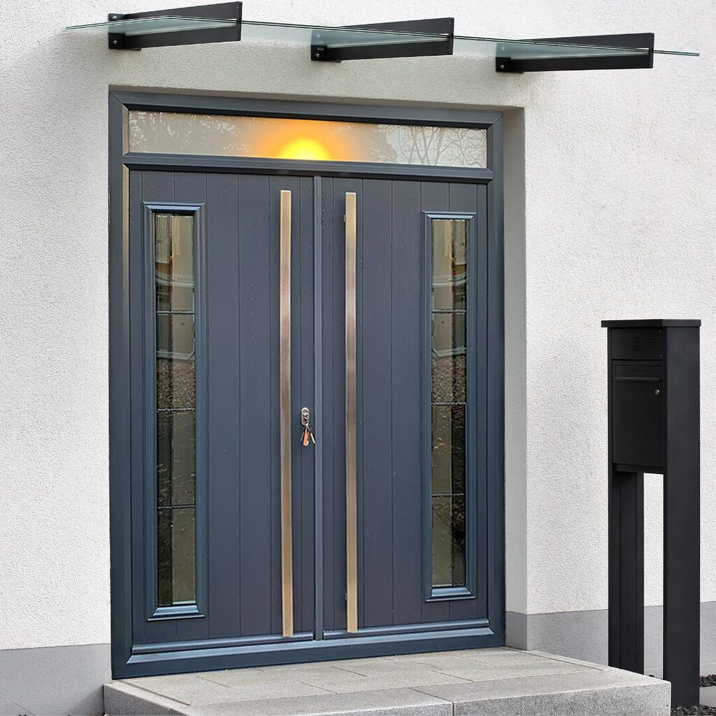 Copy of Drayton Plastics - edited V2 | GFD Homes double doors: Comp Door French door in anthracite grey with long bar handles.