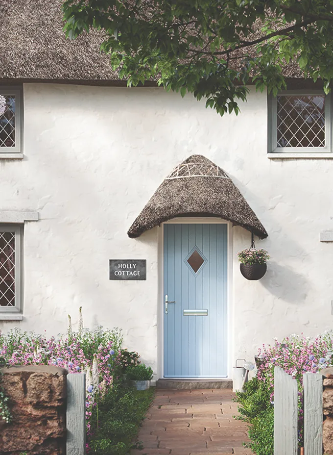 Cottage with blue door