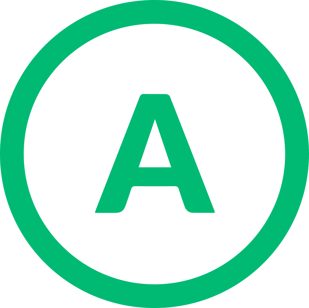 green circle with an A in the middle