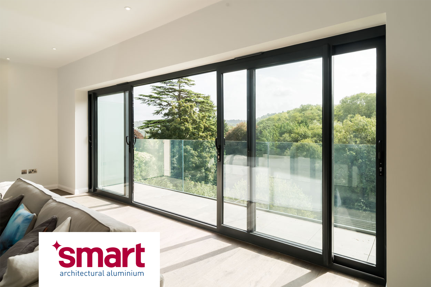 Smart Visoglide 4 Pane Sliding Door In White (Satin) XXXX Doors